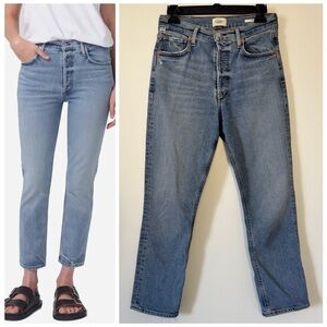 Citizens of Humanity Charlotte Crop Jeans Denim Light Blue Wash Button Fly Sz 26